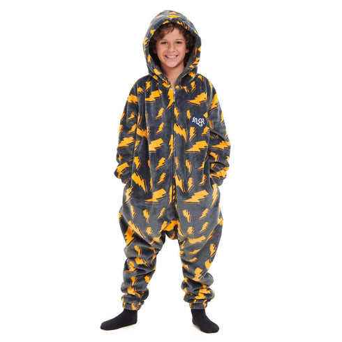 Snuggs Kids Blanket Onesie Dark Grey Bolt